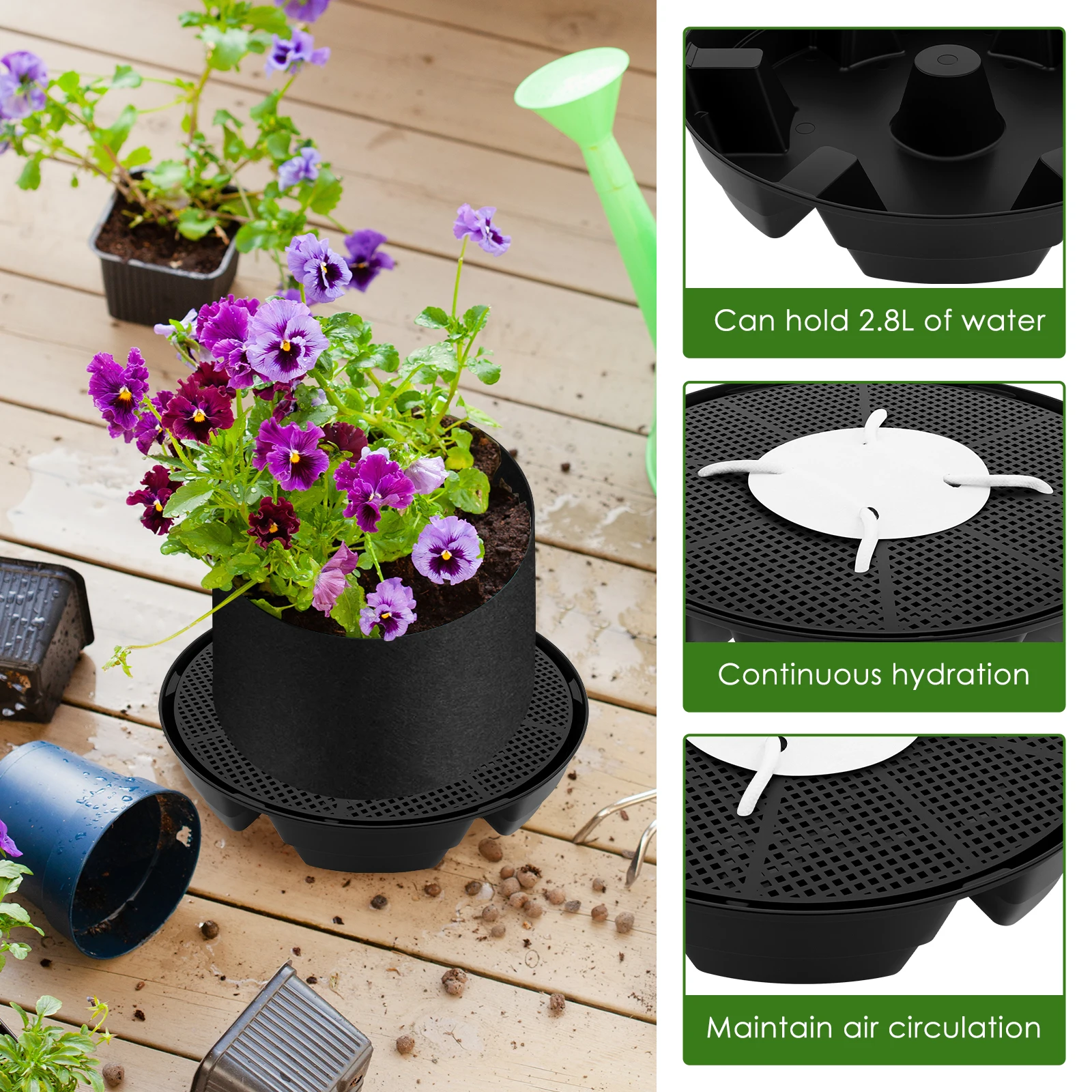 4Pcs Flower Pot Base 2.8L Self - Drip Tray Saucer 评论和价格