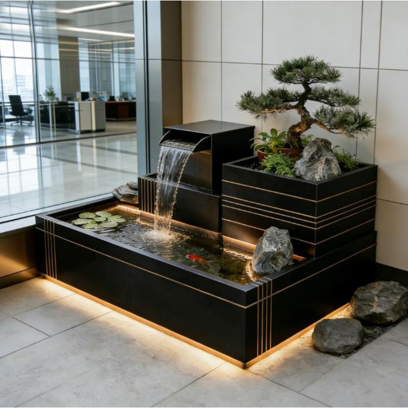 Stainless Steel Waterfall Feat - Bonsai Garden With Koi Pond 评论和价格