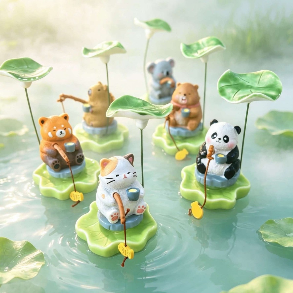 Cute Fishing Animal Figurine R - Bonsai Garden Art 评论和价格