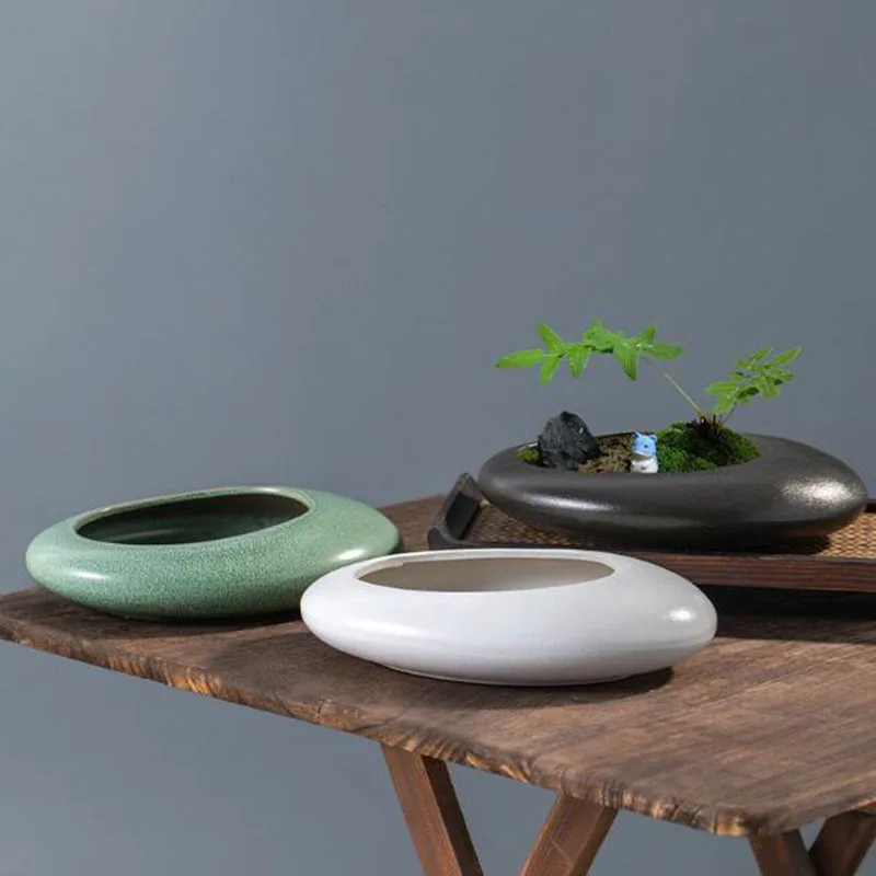 Coarse Pottery Bonsai Vase Gre - Bonsai Garden Art 评论和价格